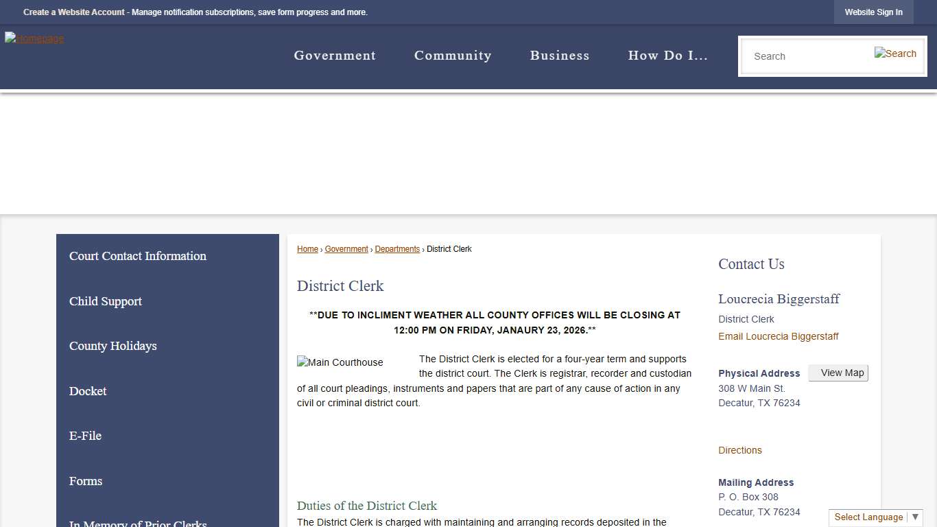 District Clerk Wise County, TX